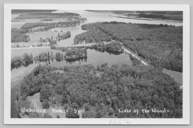 Lake of the Woods Minnesota~Airplane View of Wabanica Beauty Spot~c1950 RPPC