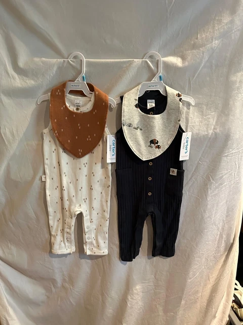 Carter's Little Adventure Seekers 2-2 pc Jumpsuit & bandana bib set 6 month NWT