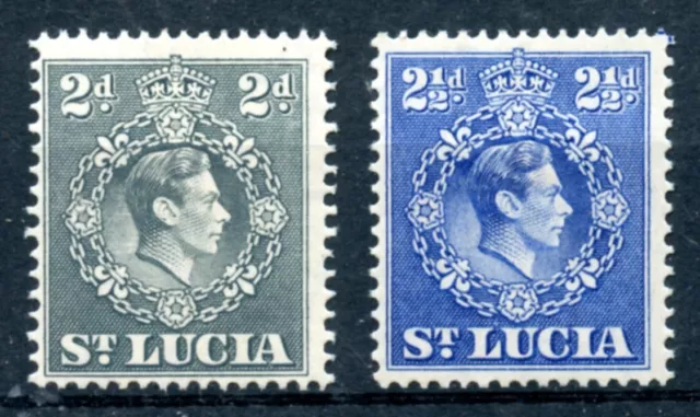 St Lucia KGVI sg131, 132 perf 14½ x 14  - MH