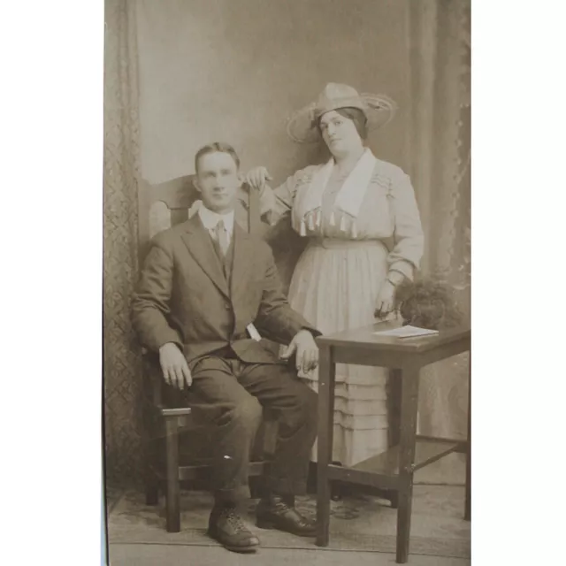 Vintage 1920 Photo of Couple Postcard Period Costume Pristine Condition Unsigned