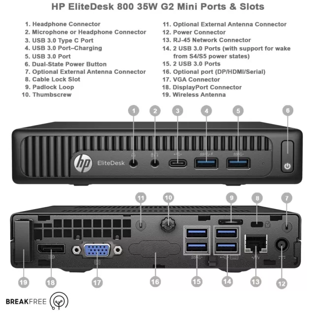 HP Elitedesk 800 G2 Mini PC i5-6500T 3.1Ghz 8GB RAM 256GB SSD VAT Warranty 2