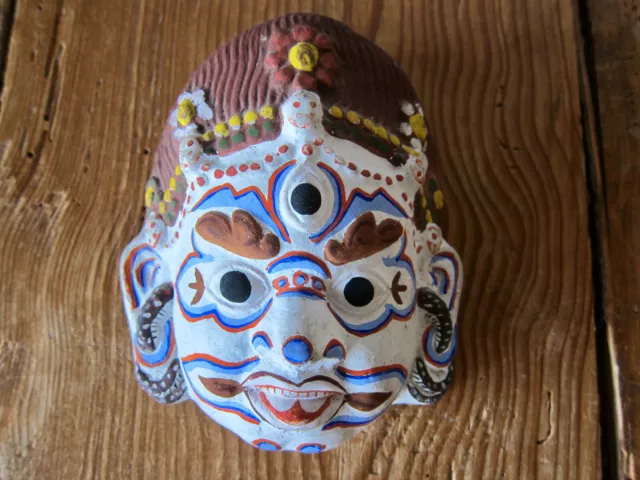 Hindu Indian God Small Decorative Papier Mache Mask, India, Vintage