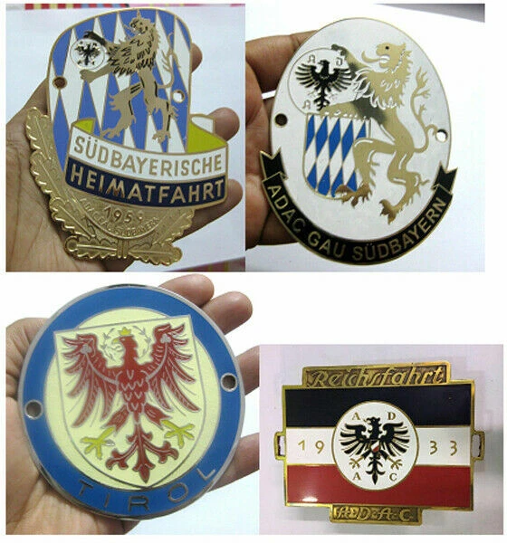 Voiture Badge-Adac Ensemble De 4pcs Grill Badge Emblème Logos Métal Email