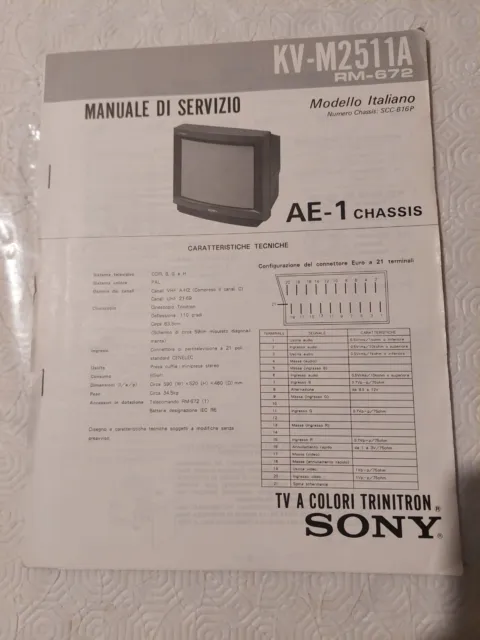 Manuale di Servizio TV Sony Trinitron KV-M2511A