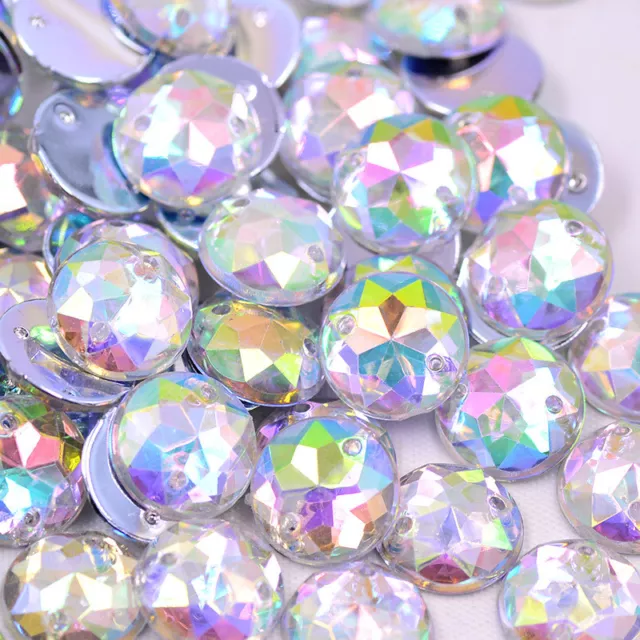 12 MM Flat back Rhinestones Sew On Crystals Acrylic Gems for Clothes AB & CLEAR