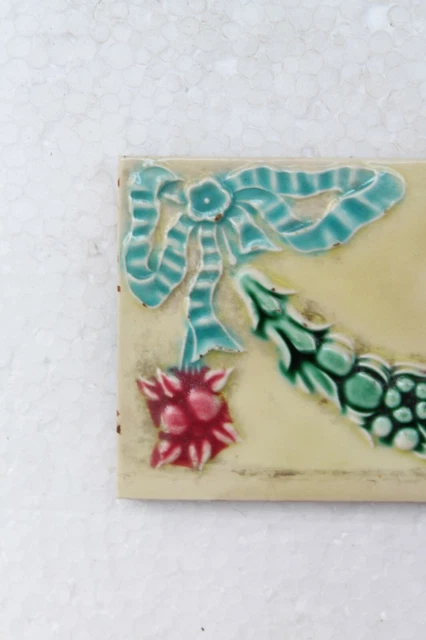 Japan antique art nouveau vintage majolica border tile c1900 Decorative NH4358 3
