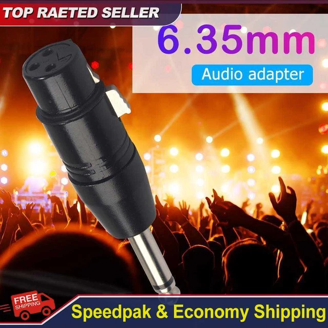 XLR 3Pin Female to 1/4 inch 6.35/6.5mm Male Mono Audio Adapter Plug Converter