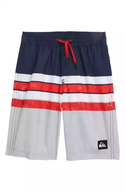Quiksilver Toddler Boy's 3/3T Magic Volley Red Blue Stripe Swim Board Shorts