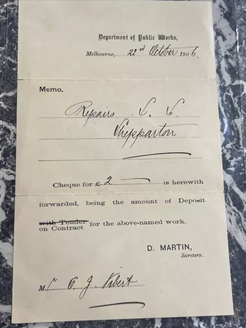 Vintage Document Department If Public Wirks Melbourne 1906 Shepparton Vibert