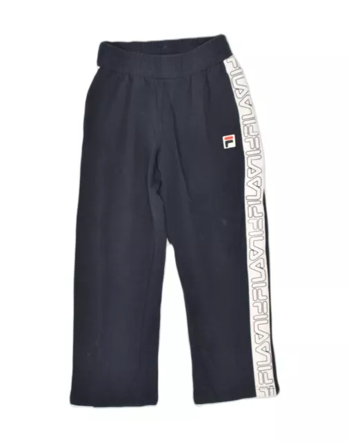 FILA Mens Graphic Tracksuit Trousers Small Navy Blue Cotton ZU45