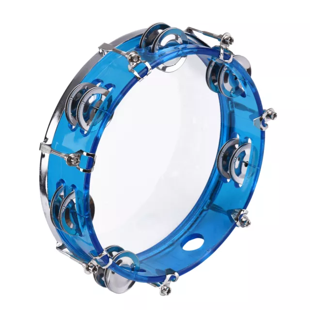 8 inch Tambourine Handbell Hand Drum with Double Row  Blue F8W5