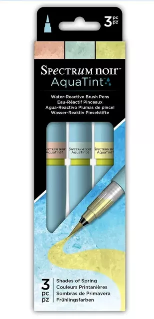 Spectrum Noir Aquatint Water Reactive Brush Pens, 3 Pen Sets, 3 shades of spring