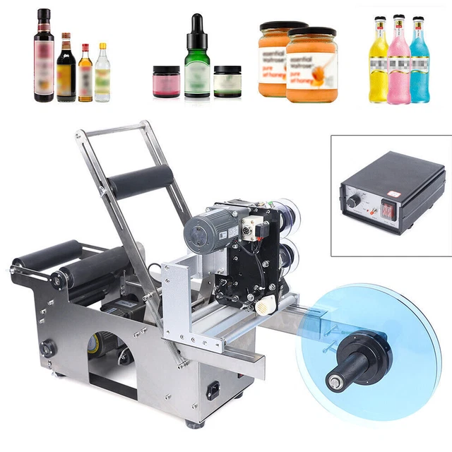 100W Semi-automatic Round Bottle Labeling Machine Date Marking Tool 20-40pcs/Min