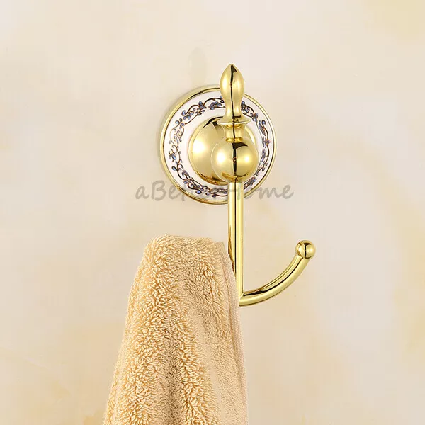 Golden Wall Mounted Door Hooks Bathroom Kitchen Towel Hook Holder Clothes Hanger
