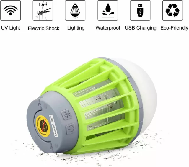 Bug Zapper Lamp Bulb Mosquito Insect Killer Lantern Outdoor LED Light Waterproof