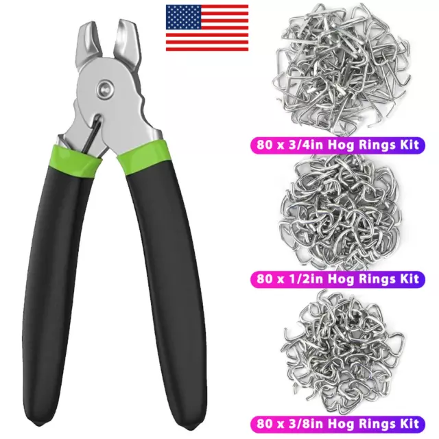 Durable Hog Ring Pliers Kit With 240Pcs Rings Tool Set For Seat Cover Upholstery