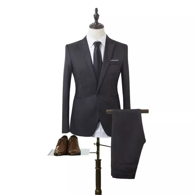 Mens Premium 2 Piece Suit Blazer Formal Casual Wedding Comfort Jacket & Trousers