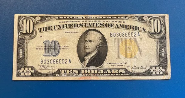 North Africa Note WW2 Series 1934 A $10 Silver Certificate Fr-2309 Nice Fine+