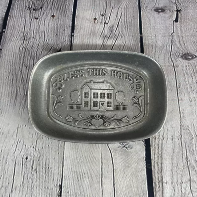 Wilton Armetale Pewter Bless This House Bread Platter Serving Tray 10.75”