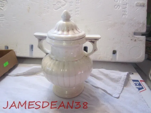 Red Wing Art Pottery Covered Urn As Is 8" Antiqued With Brown