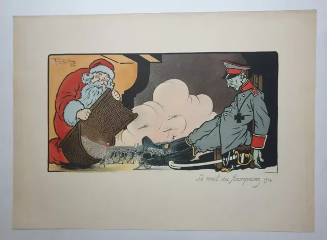 Le Noel du Kronprinz Raoul Vion 1914 color print War 14/18 Military