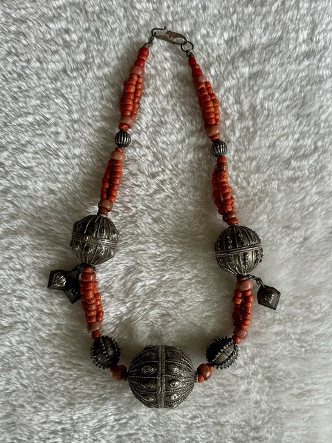 Collier Perles Corail Irrégulières En Chute - 48 Cm, Rouge, Occasion En Bon état