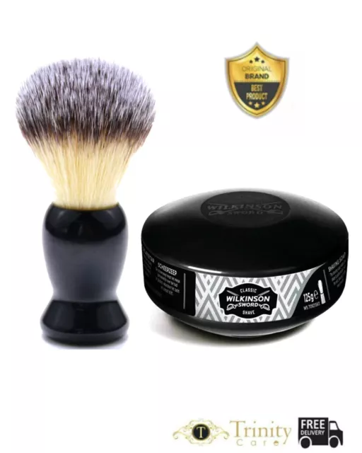 Lather up for a traditional wet shave with the soft bristle shaving brush