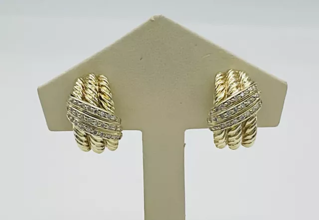 Designer David Yurman 18K Yellow Gold & Diamond Earrings