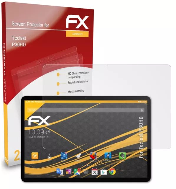 atFoliX 2x Panzerfolie für Teclast P30HD Schutzfolie matt&stoßfest Folie