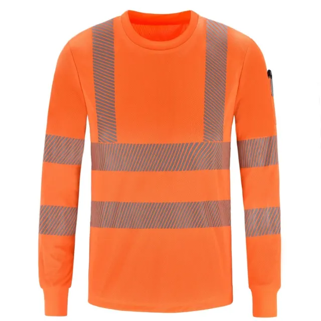Shirt Long Sleeve Hi Vis High Viz Visibility Long Sleeve Safety Work T Shirt XL