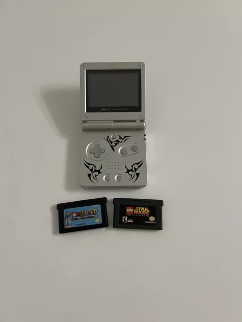 Nintendo Game Boy Advance SP Silber Handheld Spielkonsole Spiele OHNE LADEKABEL!