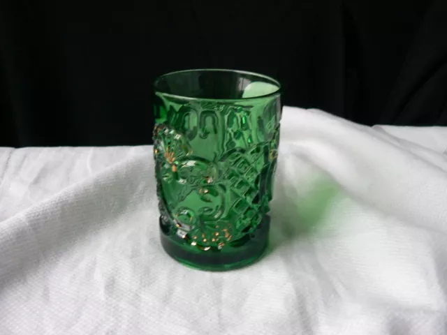 Croesus Tumbler Green with very worn gold trim #484 Riverside Glass EAPG