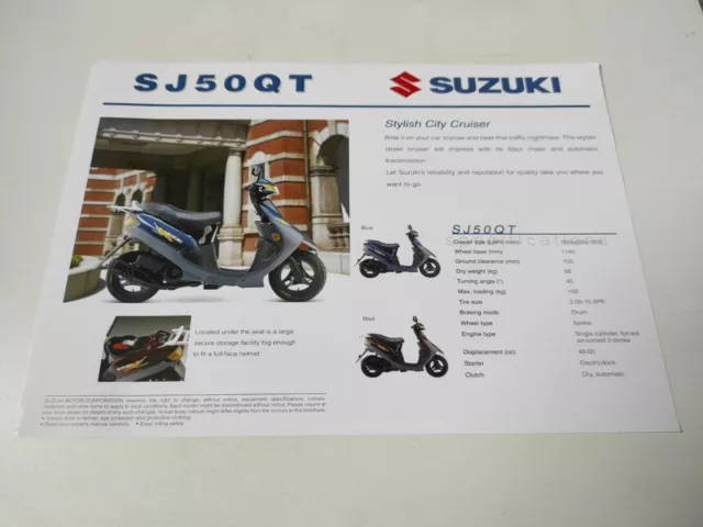 Suzuki SJ 50 QT de 2005 UK Prospectus Catalogue Brochure Moto