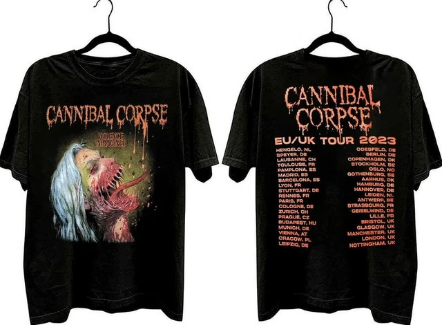 "Cannibal Corpse" EU/UK Tour T-Shirt, Cannibal Corpse Graphic Tour Concert Shirt