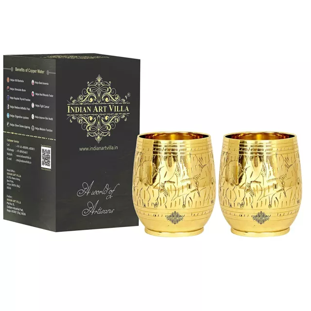 Conjunto De 2 Latón Cristal Vaso Vajilla 300ML Cada