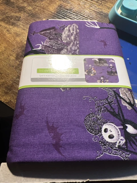 NIGHTMARE BEFORE CHRISTMAS SCENIC 1 YD x 43in COTTON FABRIC DISNEY JACK  SALLY