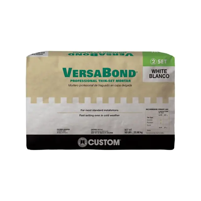 Custom Product VersaBond MTSW50 50 Lb White Blanco Fortified Thinset Tile Mortar