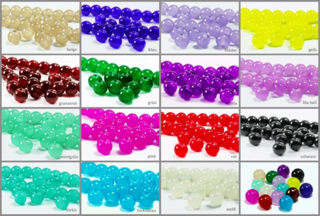 Glasperlen 4/6/8/10mm rund 50/100 Stück Qualitäts - Perlen Schmuck basteln, P-1