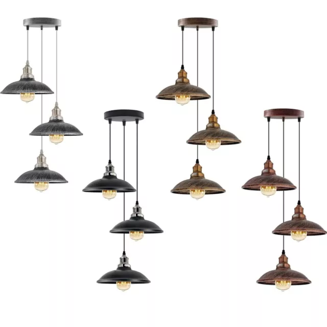 Vintage Industrial Ceiling Pendant Light Retro Loft Style Metal 3 Ceiling Lights