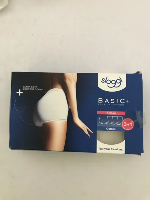 Sloggi Women's Basic+ Briefs Maxi Waist Briefs, Pack of 4, White, M