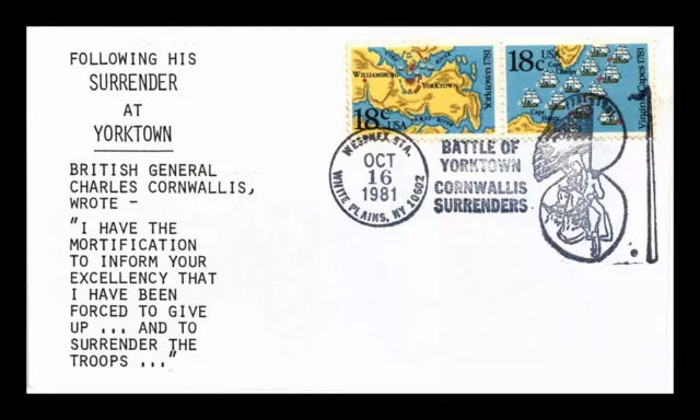 Dr Jim Stamps Us Cover Battle Of Yorktown All Over Fdc Combo Pictorial Cancel