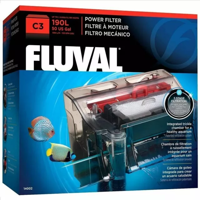 Fluval C3 Hang On Power Filter - Clip onto Back of Aquarium Fish Tank up to 190L