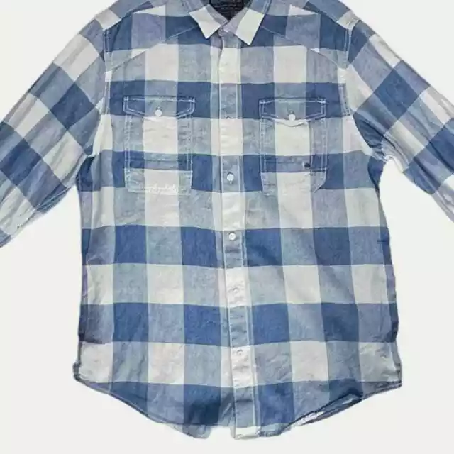 American Rag Mens Plaid Button Down Shirt, Long Sleeve, Blue, White L NWOT 2