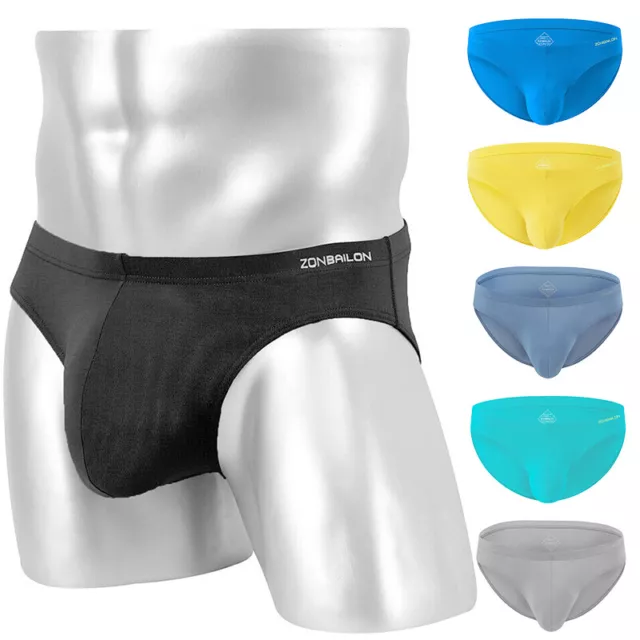 Zonbailon Mens Briefs Bamboo Sexy Bikini Big Pouch Ultra Comfort Soft Underwear