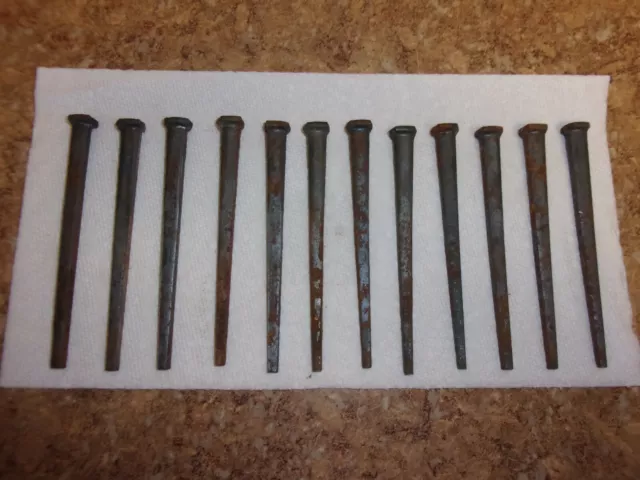 12 Nos 4 1/2" Vintage Square Barn Spikes ( Never Used)