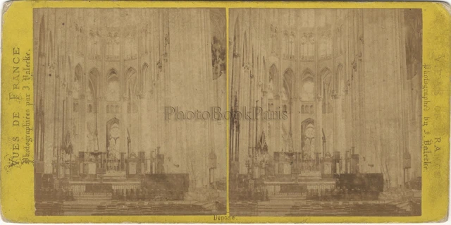 Beauvais La Cathédrale France Photo J. Valecke Stereo Vintage Albumine ca 1868