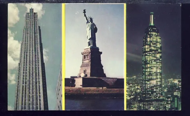 VTG Postcard New York City: RCA Building, Empire State, Statue of Liberty