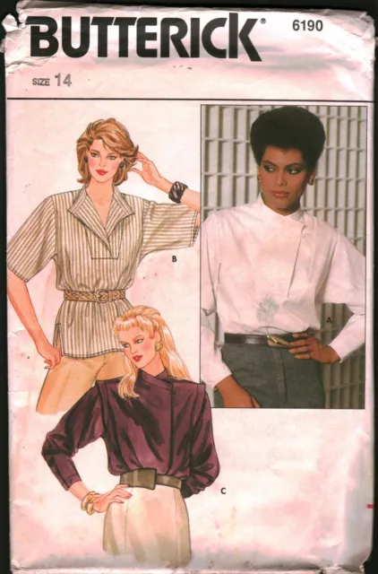 6190  Vintage Butterick Sewing Pattern Misses Loose Fitting Blouse Asymmetrical