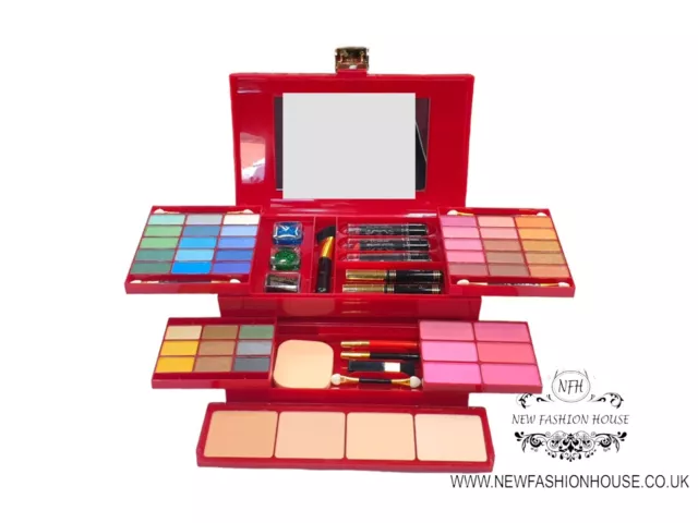 LCHEAR Make-up Set Komplettset Profi LIDSCHATTEN, ROT, PULVER, LIPPENGLANZ 3