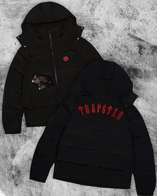 TRAPSTAR IRONGATE DETATCHABLE Hooded Puffer Jacket Black/Infrared MEMBERS ONLY! Â£295.00 